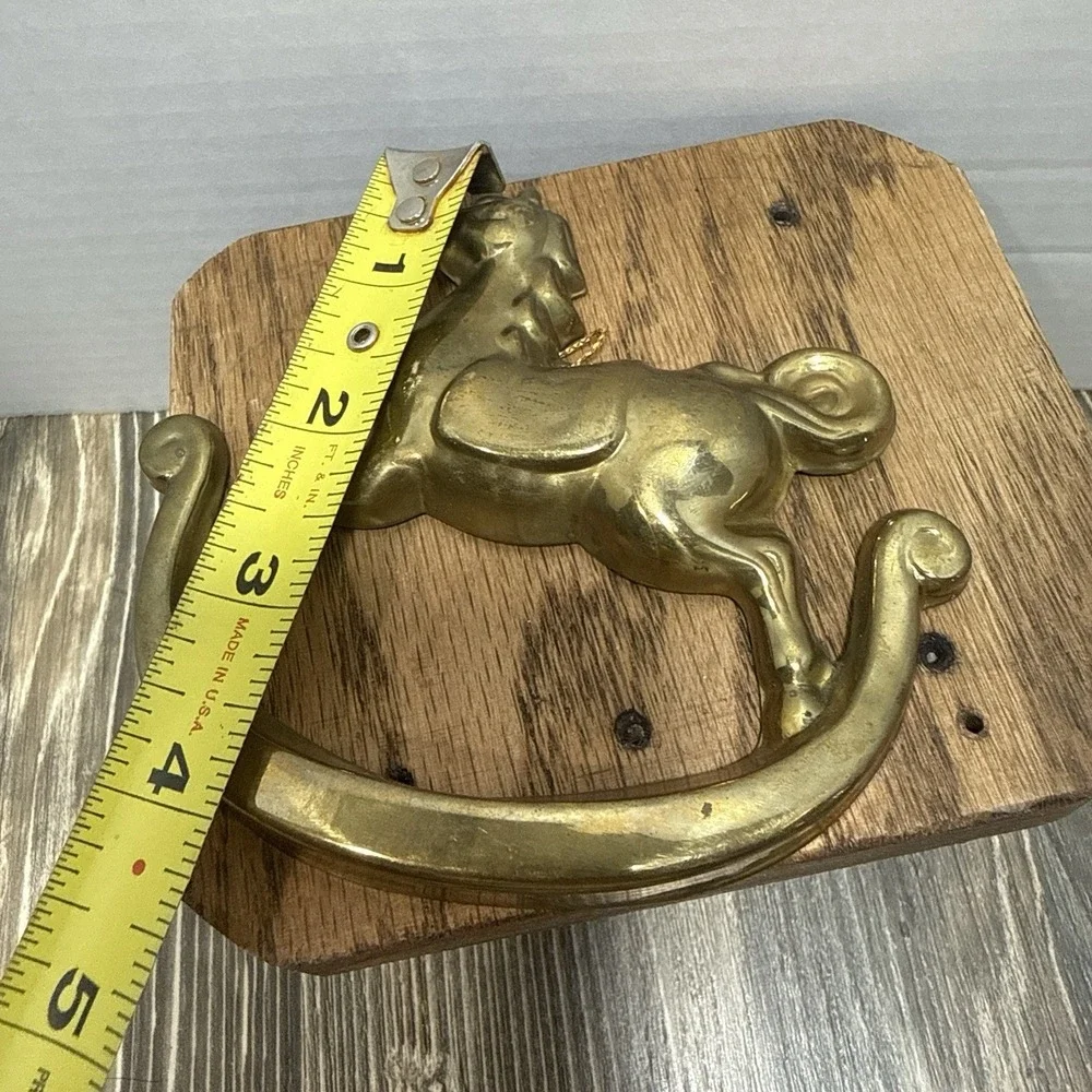 VTG Pressed Brass Rocking Horse Christmas Ornament